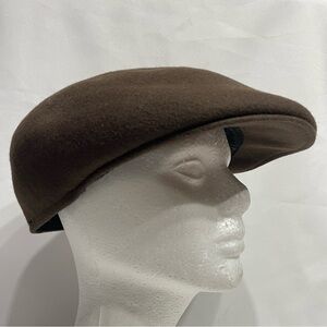 Vintage Newsboy Cabbie Hat Brown 100% Wool Size Large some slits in band secret
